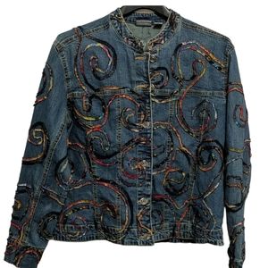 Chico's funky denim jacket. Sz Small